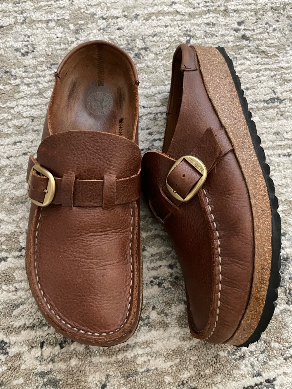 Birkenstock Buckley Vintage Roast Leather Mule Clog 40 Size 9 Burgundy - Picture 4 of 9